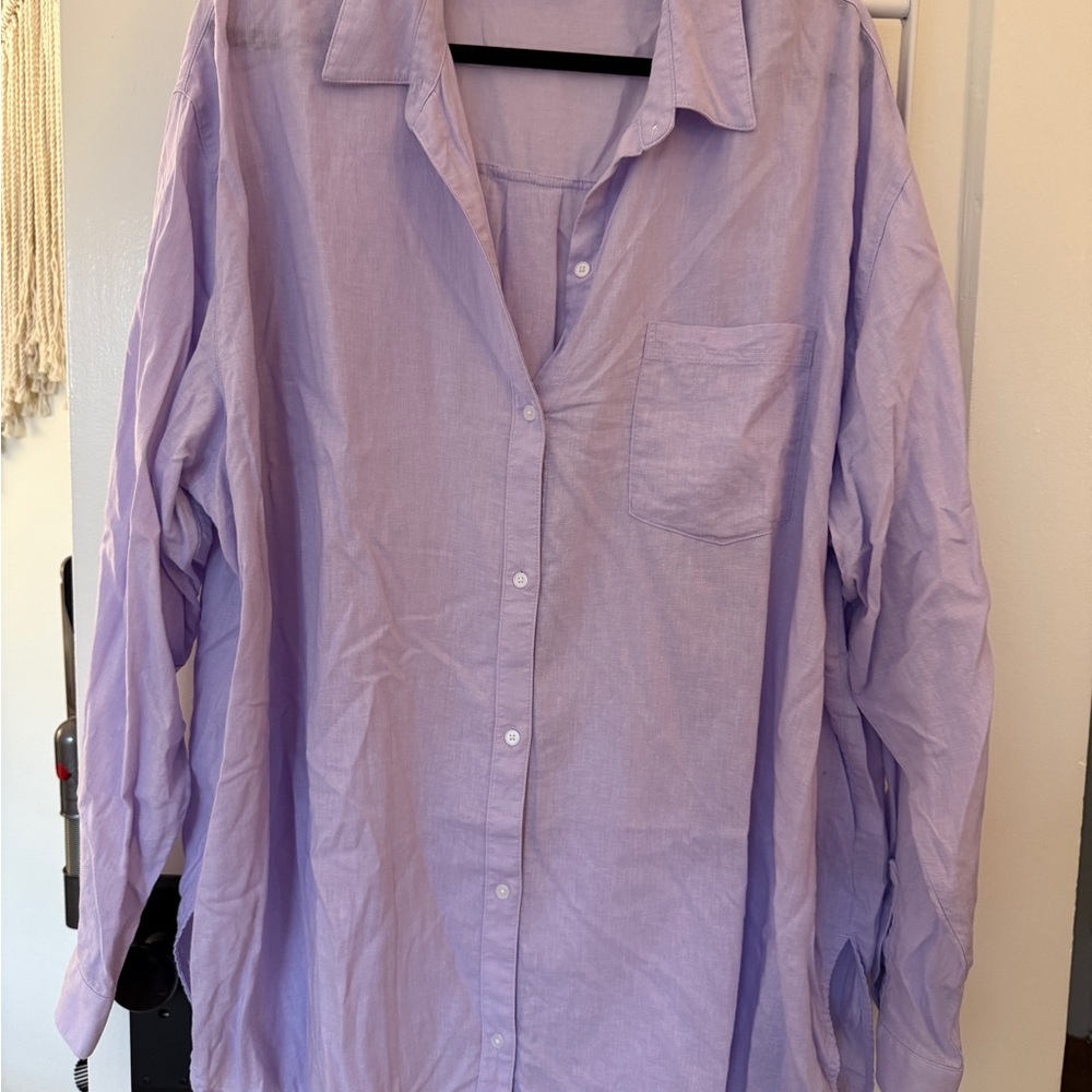 Old Navy Light Purple Boyfriend Shirt - Picture 2 of 4
